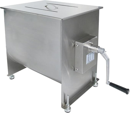 CLIVIA Manual Meat Mixer, 90 Pound Meat Mixer for Sausage, 120lbs 60L Capacity Tank Sausage Mixer, Stainless Steel Food Processing Equipment with Lid for Meat, Sausage, Vegetable, Burger, Dumplings