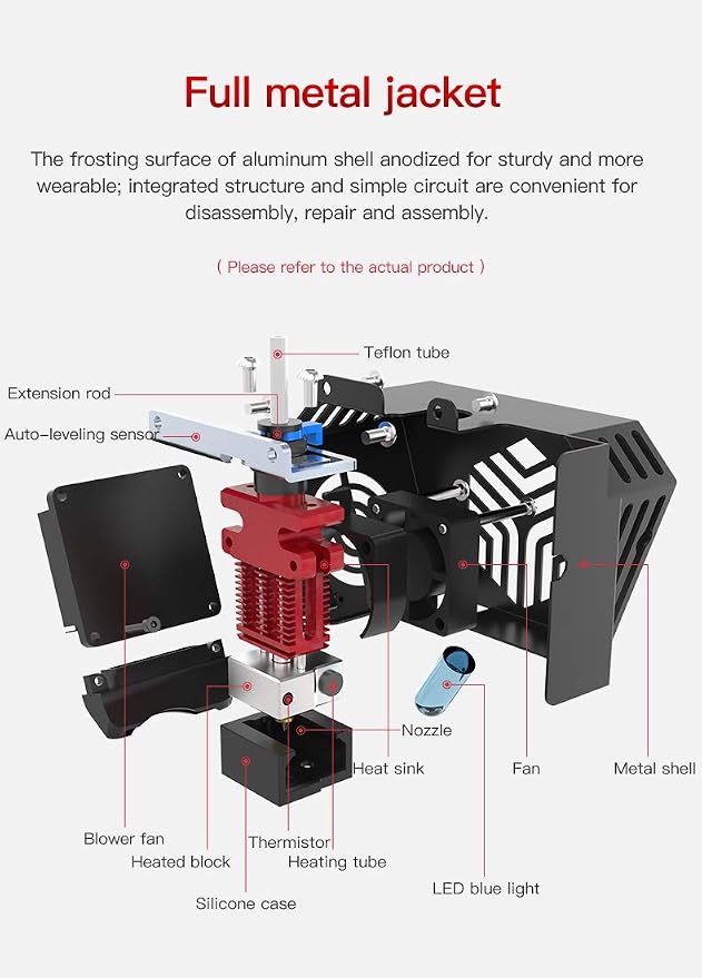 Original Creality CR6 SE Hotend Extruder Full Kit Assembled for CR-6 SE CR6 MAX 3D Printer w/Auto Leveling, Back Support Bracket, Heater, Thermistor, Cooling System