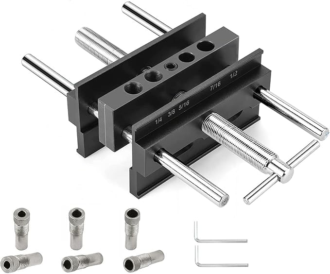 Self Centering Dowel Jig Kit, Wide Capacity Drill Guide Bushings Set Wood Doweling Jig Woodworking Joints Tools for Straight Holes