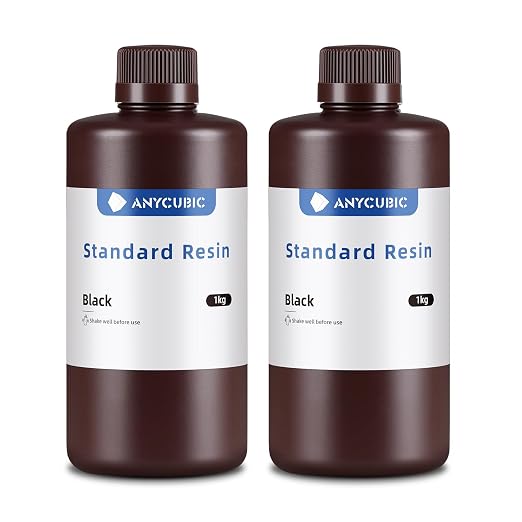 ANYCUBIC 3D Printer Resin, 405nm SLA UV-Curing Resin with High Precision and Quick Curing & Excellent Fluidity for LCD 3D Printing (Black+Black, 2kg)