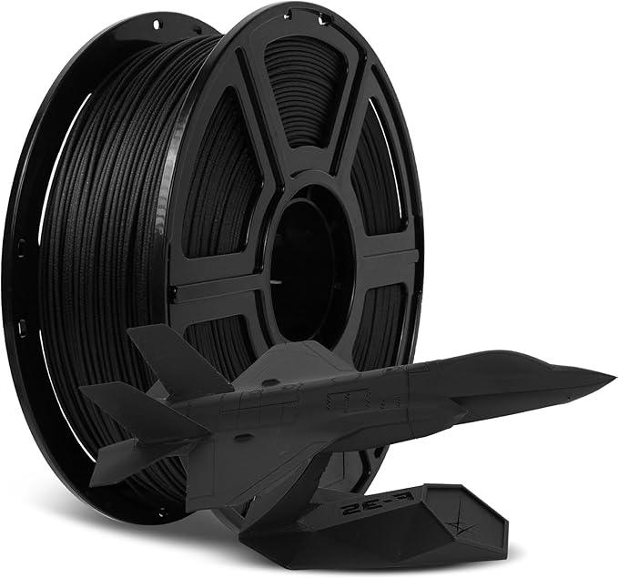 FLASHFORGE Carbon Fiber PLA Filament 1.75mm Black, Reinforced 3D Printer Filament 1kg, Lightweight & High-Strength PLA-CF Filament, Strong & Easy to Print