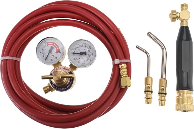 5 Pcs Air Acetylene Kit, Torch Kit Swirl, Including1 Acetylene Regulator CGA 200 Weld Gas Welder, Standard Hose, and Fitting