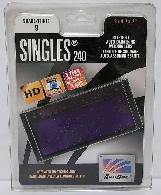 ArcOne S240-9 Horizontal Single Auto-Darkening Filter for Welding, 2 x 4, Shade 9