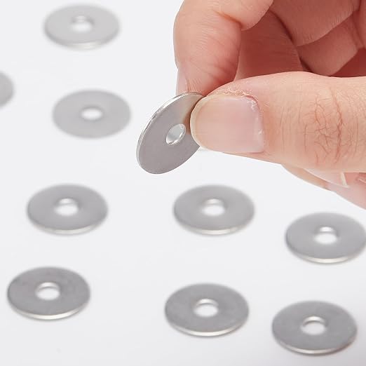 Hotop 200 Pieces Stainless Steel Fender Washers 18-8 Stainless Steel Flat Washer (3/16" X 3/4")
