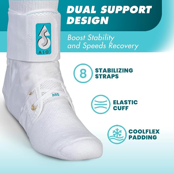 Med Spec ASO Ankle Stabilizer - Lace Up Ankle Brace for Sprained Ankle and Peroneal Tendonitis, Orthopedic Ankle Support for Men, Women, Adults, Teens and Kids, Sports Injury Recovery
