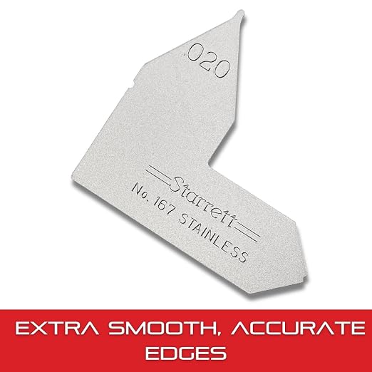 Starrett Individual Radius Gage for Both Convex and Concave Radii - Ideal for Carpenters and Constructions - Stainless Steel, .020" Radius Gage, Inch Reading - 167-020