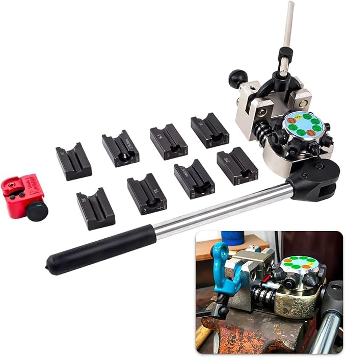 Professional Brake Line Flaring Tool Kit - 45 Degree Single, Double and Bubble Flares Pipe Flare Tool for 3/16", 1/4", 5/16", 3/8" Brake Repair Brake Flaring Tools Brake Line and Tubing Flaring Tool