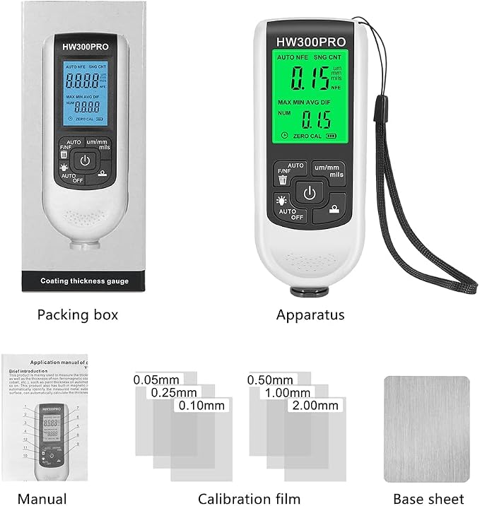 EMVANV Paint Thickness Gauge, Digital Meter Probe Paint Thickness Gauge Zero Calibration Digital Display Car Coating LCD(White)