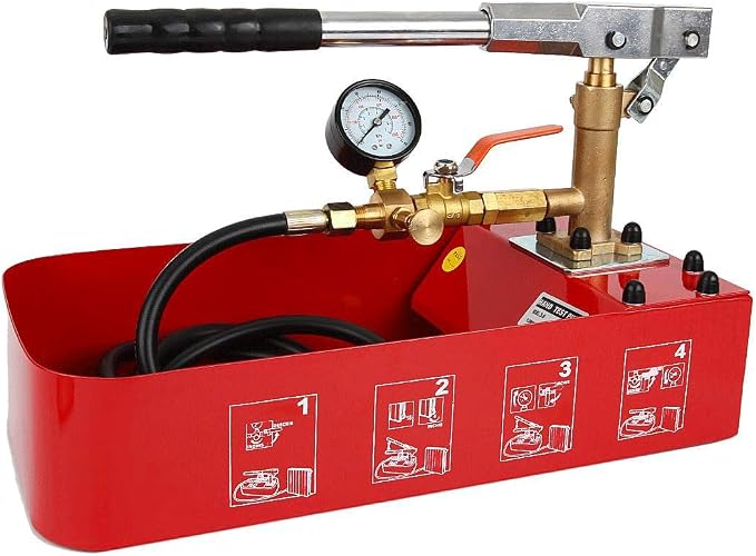 IRONWALLS Hydrostatic Pressure Tester, Manual Water Pressure Test Pump, 5Mpa Leakage Tester with Gauge & 2 Gallon Tank