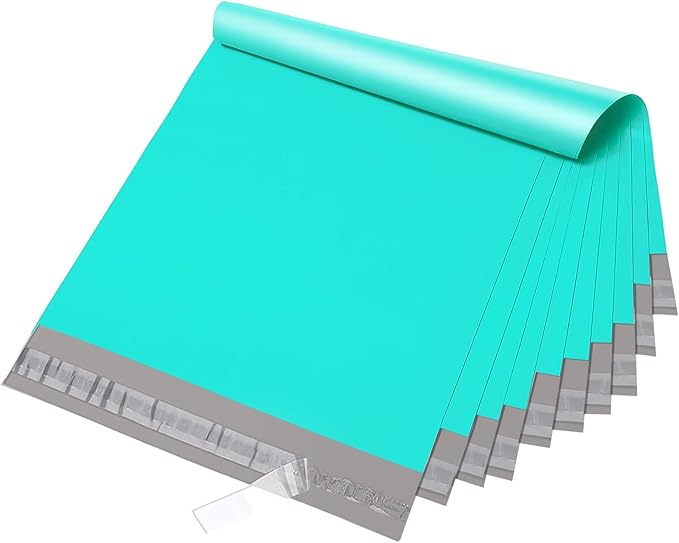 Fuxury Poly Mailers 12x15.5 Inch 200pc Teal, Shipping Envelopes for Clothing, Self Sealing Envelopes Boutique Custom Bags Enhanced Durability Multipurpose Keep Items Safe Protected