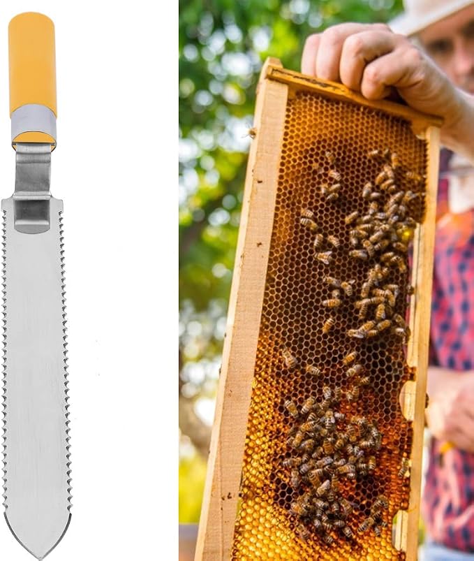 16 . 3in Stainless Steel Beekeeping Serrated Honey Scraping Knife Uncapping Knife Beekeeper Tools for Honey Harvesting Extracting Bee Keeping , Honey Uncapping Knife , Honey Scraper Honey Scraping