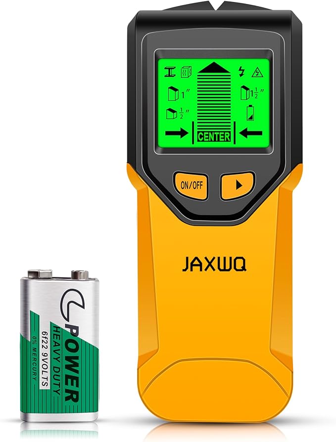 Stud Finder Wall Scanner - 5 in 1 Stud Finder Tool w/Smart Chip and HD LCD Display, Stud Detector Beam Finders for the Center and Edge of Wood AC Wire Metal Studs Joist Pipe (Yellow Feathers)