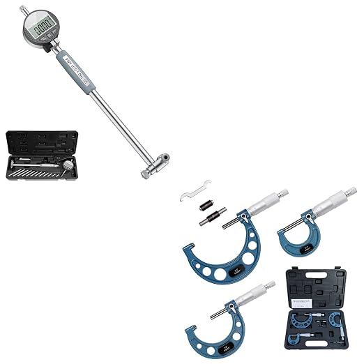 HDLNKAK Digital Dial Indicator Bore Gauges (2"-6"/0.0005") & 0-3" Micrometer Set – Precision Cylinder Measurement & Laser-Etched Machinist Tools Combo