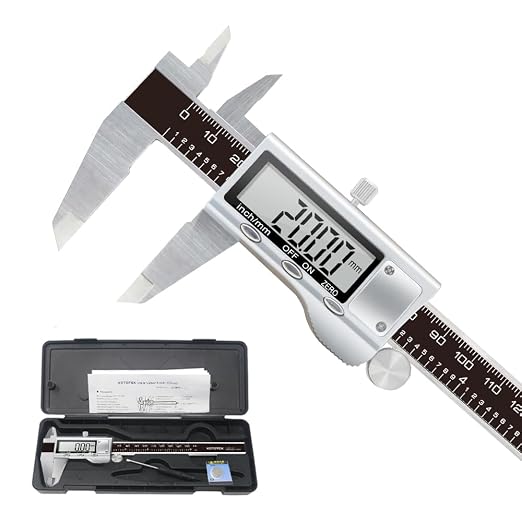 KETOTEK Digital Caliper 6 Inch Measuring Tool, Stainless Steel Electronic Vernier Calipers, Digital Micrometer with Large LCD Screen, inch/Metric Conversion
