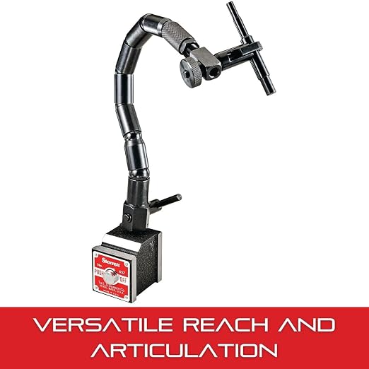 Starrett Magnetic Base Indicator Holder, High Precision, Adjustable Arm, Strong Magnetic Grip, for Machinists & Engineers, Versatile Positioning - 657TW