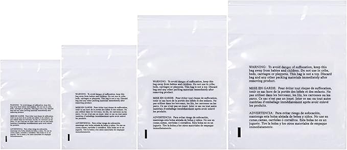 Poly Bags Suffocation Warning 400 Combo Pack 4x6 5x7 6x9 8x10 Strong Seal