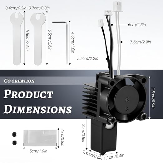 X1, X1C Hotend Complete Kit, Complete Assembly for Bamboo Lab X1 Series 3D Printer, 0.4 mm Hardened-Steel Nozzle, Ceramic Heater, Thermistor, Fan and 3D Printers Extruder Heating Block Replacement