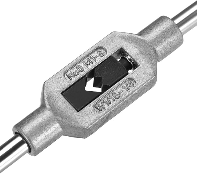 uxcell Adjustable Tap Wrench Handle, for Metric M1-M8 W1/16-1/4 Taps, Thread Tap Holder Reamer Hand Tapping Tool for Machinist Repair, Medium Carbon Steel Handle with Nickel Plated