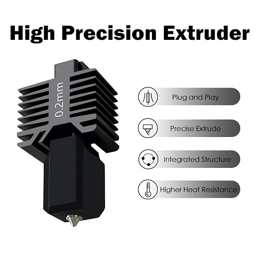 Upgraded 0.2MM P1S/P1P Hotend Full Assembly, Integrated Nozzle Leak-Free | Hardened Steel Nozzle, Ceramic Heater, Thermistor, Extruder Heating Block, High-Temp Resistant to 300℃ for Bambu Lab P1 Sery
