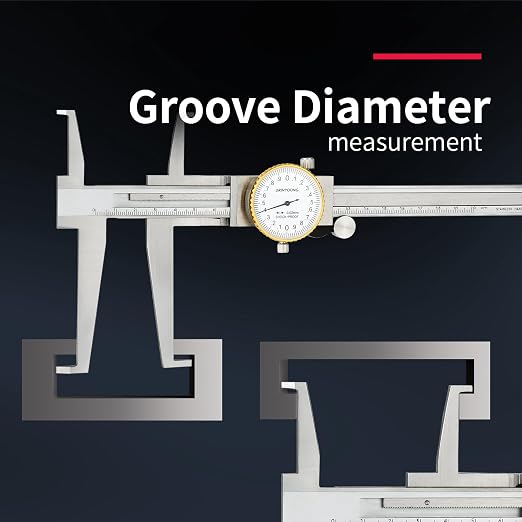 Inside Trench Vernier Caliper，Carbonteel Inner Micrometer Gauge Ruler Measuring Tool，dial Caliper DRINYOUNG (9-200mm (Double Hook dial Caliper)