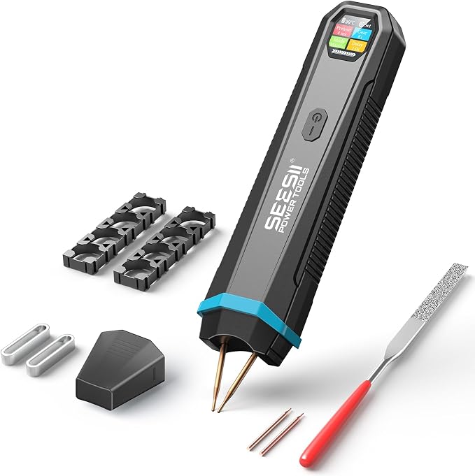 SEESII Battery Spot Welder: Battery Welder with Visual Display, 3360W Max Power with 1-99 Gears, Copper Tips, Portable Spot Welder for Battery DIY, Repairs, Outdoor Use