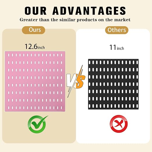 Peg Board Combination Kit, 4 Pegboards with 20 Accessories, Pegboard Wall Organizer for Office, Nursery & Home Storage, Key Holder, 25.6"x25.6" – Nail-Free Installation（Pink）
