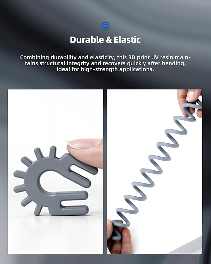 Inslogic Tough 3D Printer Resin, High Strength and Scratch-Resistant Matte Finish, Durable and Flexible, 405nm UV-Curing Resin for LCD, DLP, SLA 3D Printing, 1kg Gray