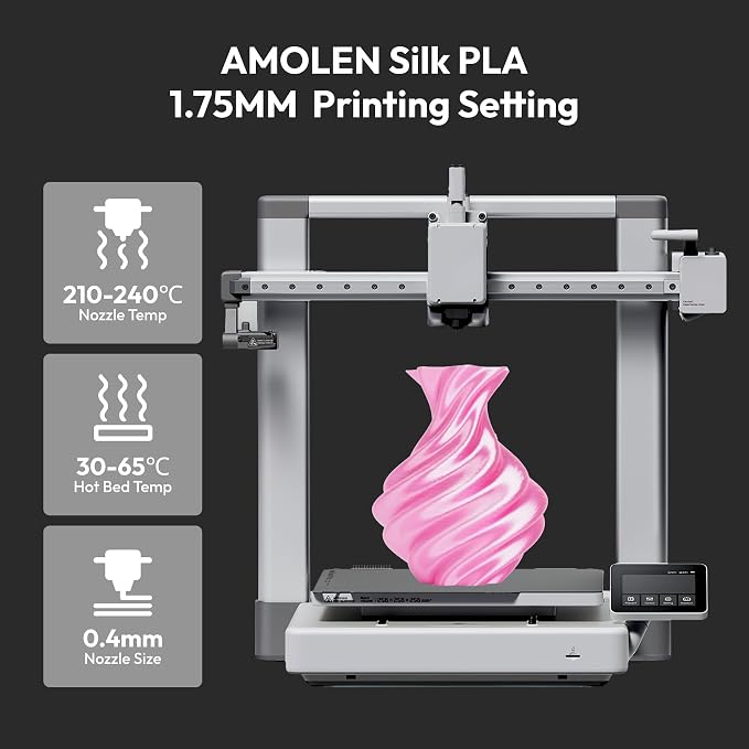 AMOLEN Silk PLA Dual Color 3D Printer Filament Glossy Silk Pink White PLA 1.75mm, Shiny Color Change Filament 3D Printing PLA Filament for Most FDM 3D Printer, 1kg Spool(2.2lbs)