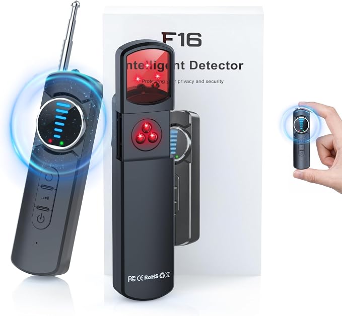 7-in-1 Hidden Camera Detectors, AI Chip Anti-Spy Camera Finder, GPS Tracker & Bug Detector, Portable RF Signal Scanner for Hotel, Dressing Room, Bathrooms, Cars & Travel Security (Black)