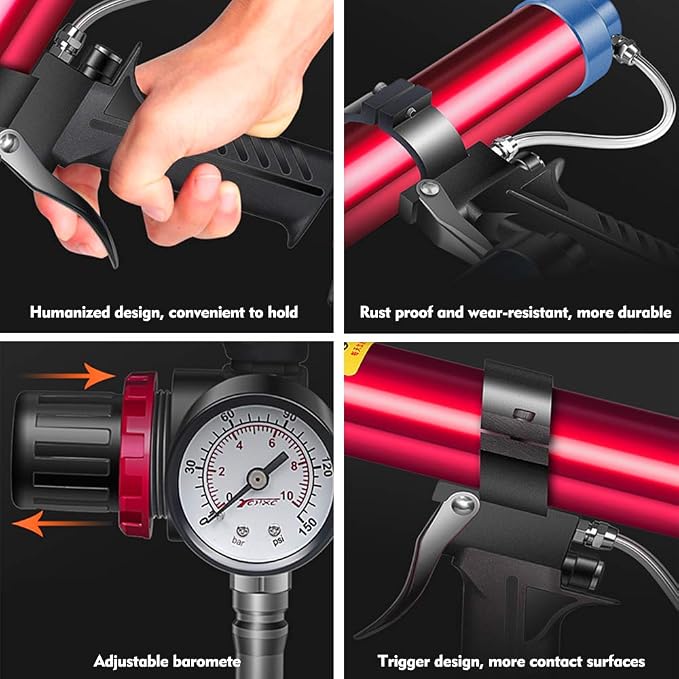 Shkalacar Glass Glue Gun, Adjustable Pneumatic Air Rubber Gun Tool 310ml Hard Glue Sealant Applicator Caulking Gun Tool, Windows Repair Instrument Hard Glue Sealant Applicator Caulking