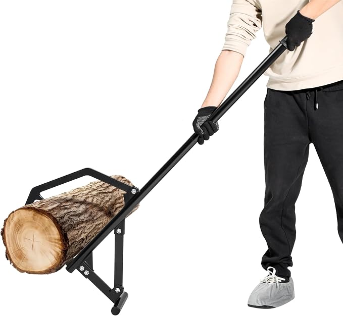 51" Long Handle Log Lifter, Adjustable Heavy Duty Log Roller, Cant Hook Log Jack with Rubber Grip, Logging Tool for Rolling and Raising Log (Black)