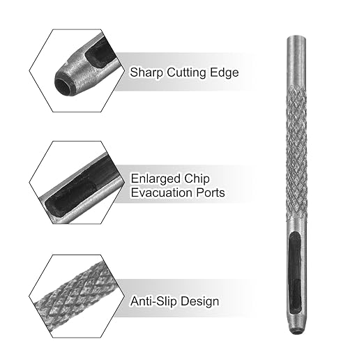 HARFINGTON Leather Round Hole Punch, 2.5mm Hollow Hole Puncher Cutter Carbon Steel Circle Hole Punching Cutting Tool for Belt/DIY Leather Craft