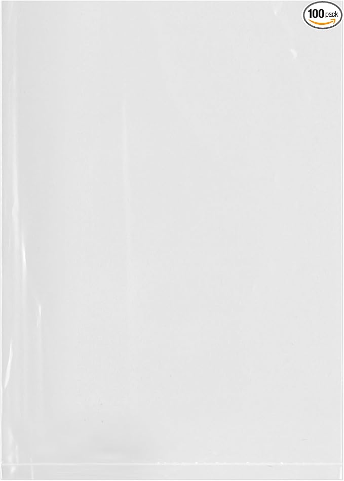 Plymor 5" x 7" (Pack of 100), 2 Mil Flat Open Clear Plastic Poly Bags