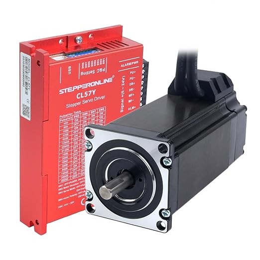 STEPPERONLINE Closed Loop Stepper Motor 1 Axis CNC KIT 3.0 Nm/424.92oz.in 5.0A Nema 23 Motor with 1.5 Meter Cables & 0-7.0A 24-50VDC Closed Loop Stepper Driver CL57Y