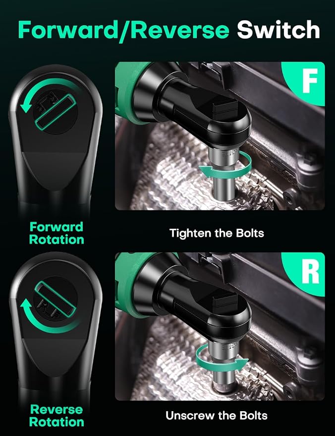 KIMO Cordless Electric Ratchet Wrench Set, 40Ft-lbs, 400RPM, Cordless Ratchet Wrench 3/8" w/Variable Speed Trigger, 7Sockets, 1/4" Adapter, Forward/Reverse Switch, 12V Battery Power Ratchet w/Charger