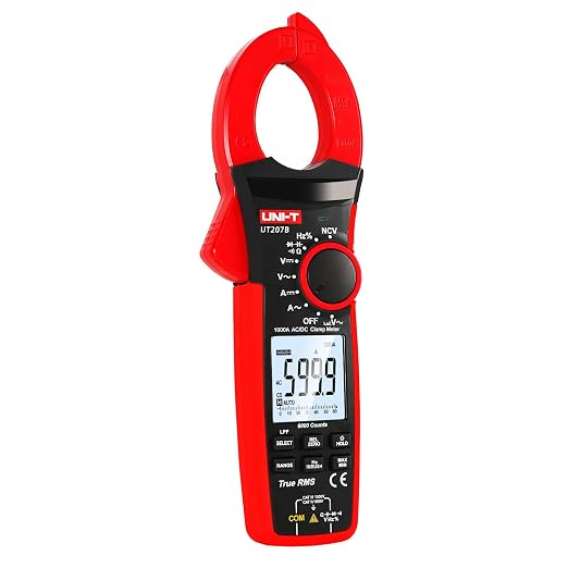 UNI-T Digital Clamp Meter UT207B Inrush Current AC/DC 1000A True RMS HVAC Volt Amp Ohm Meter Clamp On Multimeter Auto Ranging 6000 Counts, Frequency AC DC Voltage LPF ACV Capacitance Duty Cycle Tester
