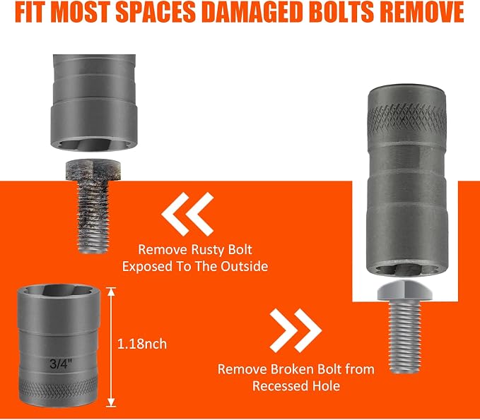 Coobeast Bolt Extractor Kit, 32Pcs Impact Bolt & Nut Remover Set, Stripped Bolt Extractor Socket Set for Damaged, Frozen, Rusted, Rounded, Broken Bolts Nuts Screws Remove