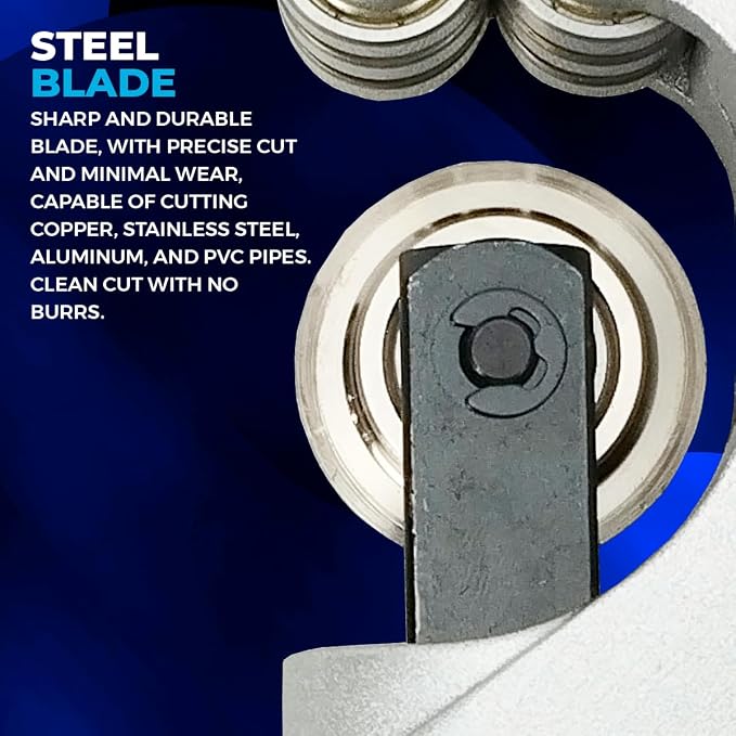 Hiatsu CTH-114 Professional Tube Cutter 3/16" 1/4" 3/8" 1/2" 5/8" 3/4" 7/8" 1" 1-1/4" Premium, Fast Clean Cut Tool for Copper, Brass, Aluminum, PVC, Plastic Pipes, Refrigeration