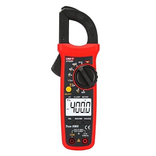 UNI-T Digital Clamp Meter UT202R AC Current TRMS Volt Amp Ohm Meter HVAC Clamp On Multimeter, Auto Ranging 4000Counts Temperature AC DC Voltage Frequency Resistance Capacitance Continuity Diode Tester