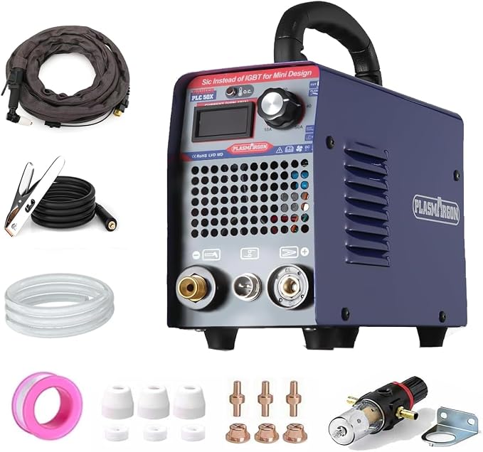 CUT50 Plasma Cutter Machine,50Amp Dual Voltage 110V/220V IGBT Inverter 1/2 Inch Clean Cuts Portable Air Plasma Cutting Machine,LED Digital Display Fit DIY Friendly