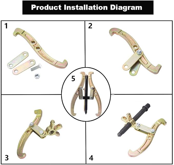 3-Jaw Gear Puller, 2/3-Jaw Puller with Reversible Jaws for Removal of Pulley Flywheel Bearing Puller Tool Separate Lifting Device (6inch)