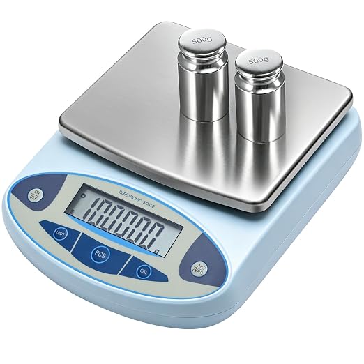 Digital Lab Scale 6000g x 0.01g High Precision Analytical Balance, Electronic Precision Scale 0.01g Accuracy for Laboratory Kitchen Jewelry Scientific Weighing with 2 x 500g Calibration Weights