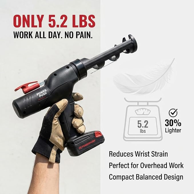5026 Series Cordless Caulking Gun – 20V Lithium Battery Powered Electric 10oz Cartridge Dispenser, Lightweight 5.2 lbs, 850 lb Thrust, No-Drip Sealant & Adhesive Applicator
