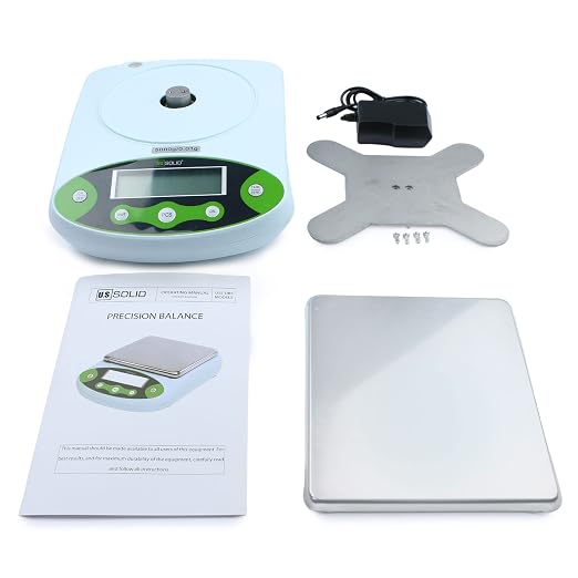 U.S. Solid Digital Precision Balance 2kg x 0.01g, Lab Scale with 500g Calibration Weight, 12 Weighing Units, AC 100V-240V & DC 9V, Piece Counting