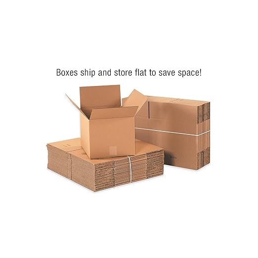 BOX USA 24x24x8 Flat Corrugated Boxes, Flat, 24L x 24W x 8H, Pack of 10 | Shipping, Packaging, Moving, Storage Box for Home or Business, Strong Wholesale Bulk Boxes