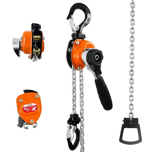 TKK Mini Chain Hoist 1/4 Ton 550Lbs - 5ft Lift, Manual Lever Chain Hoist G80 Alloy Steel, 2 Heavy Duty Hooks for Garages, Warehouse, Automotive Machinery Reliable