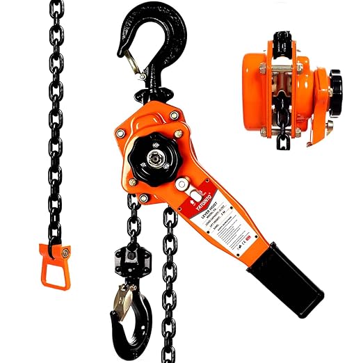 YATOINTO Lever Chain Hoist, 3/4 Ton Come Along Winch, 10FT Manual Ratchet Puller Hoist,G80 Black Chain and 2 Heavy Duty Hooks,1650lbs Hoist for Lifting