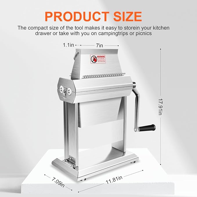 YBSVO 7" Commercial Meat Tenderizer Machine | Heavy Duty Manual Cuber with 40 Sharp Blades - Hand Crank Steak & Venison Tenderizing Tool for Butchers, Hunters & Kitchens