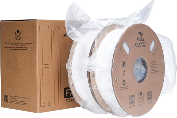 Creality Hyper PLA Filament 1.75mm 2KG, High-Speed Printing 30–600mm/s, Smooth Extrusion and Stable Printing, Low Stringing, 3D Printer Filament,+/- 0.03mm Accuracy (White+White)