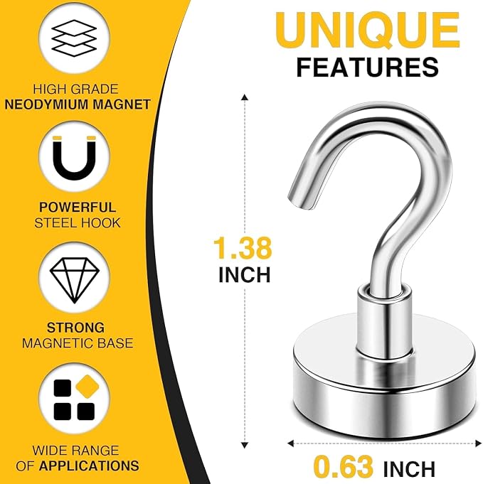 DIYMAG Magnetic Hooks, 30Lbs Silver Strong Heavy Duty Cruise Garage Magnet S-Hooks for Classroom, Fridge, Hanging, Cabins, Grill, Kitchen, Garage, Workplace and Office Etc, 120 Pack